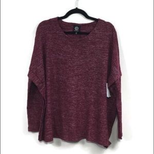 Bobeau Maroon Knit Pullover Layered Sweater
